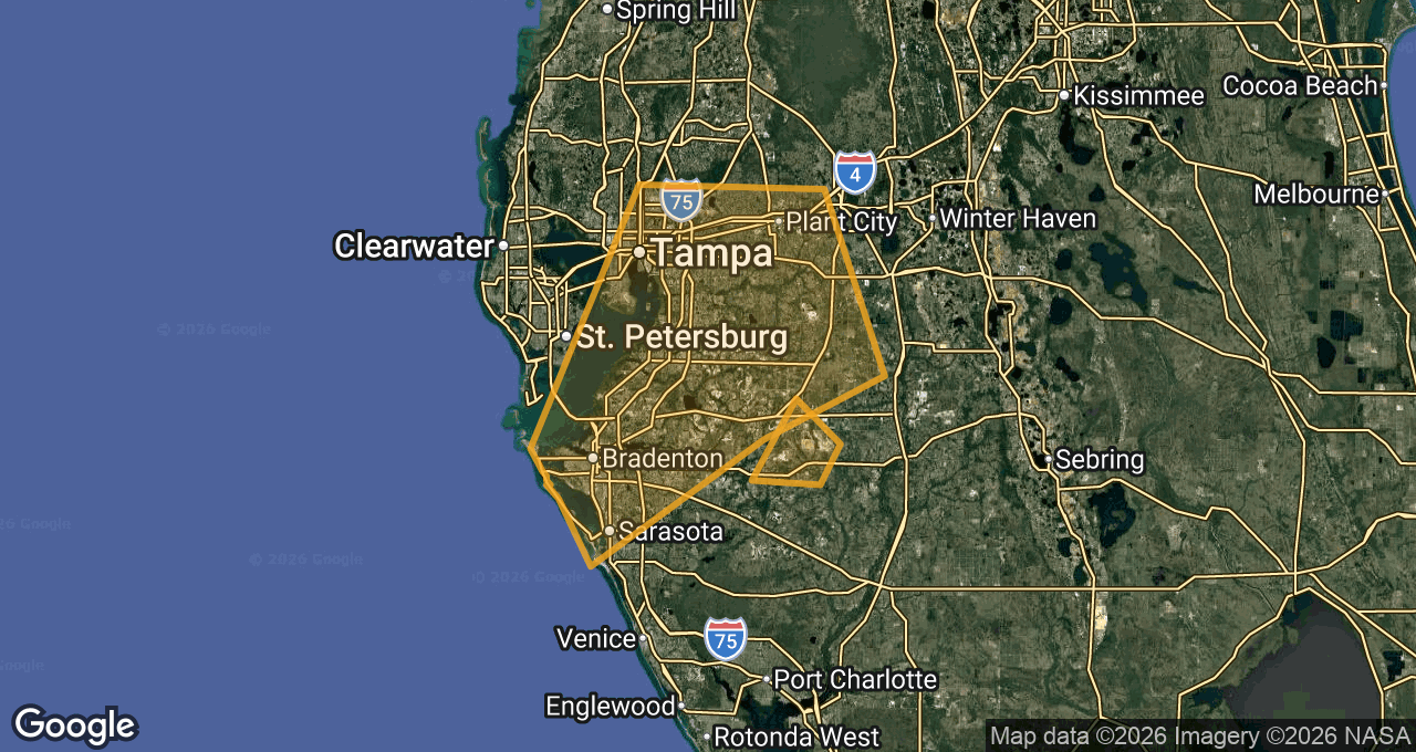Recent storm activity map near Bradenton