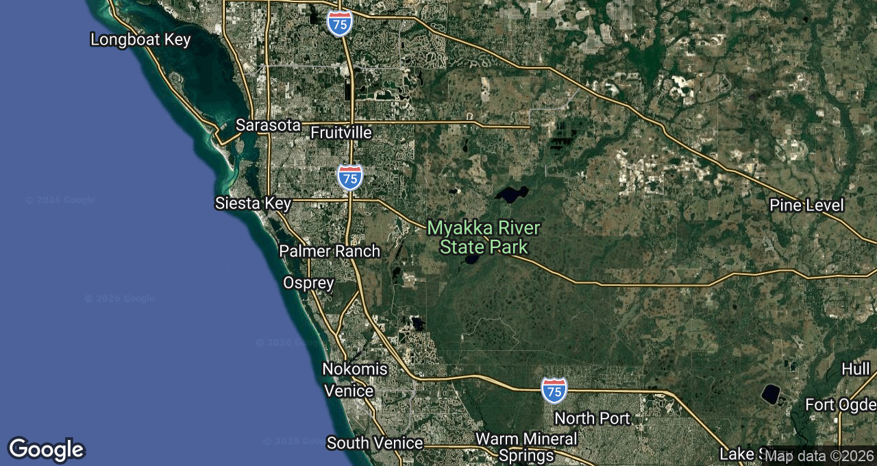 Recent storm activity map near Sarasota